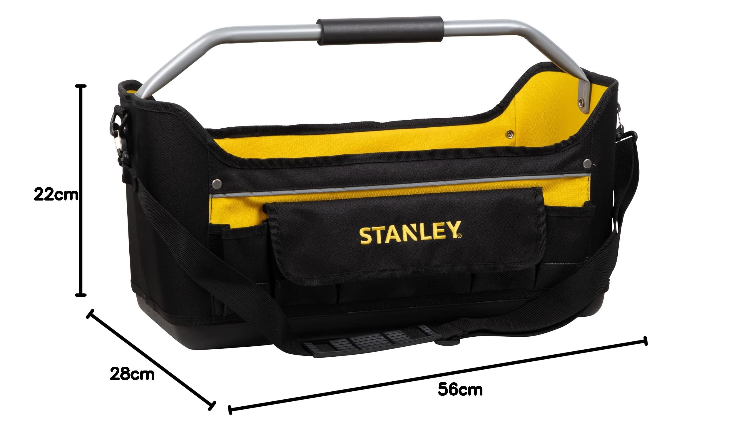 STANLEY Otwarta torba na narzędzia, wodoodporna podstawa, organizer do przechowywania z wieloma kieszeniami z paskiem na ramię, 56 cm, 1-70-319