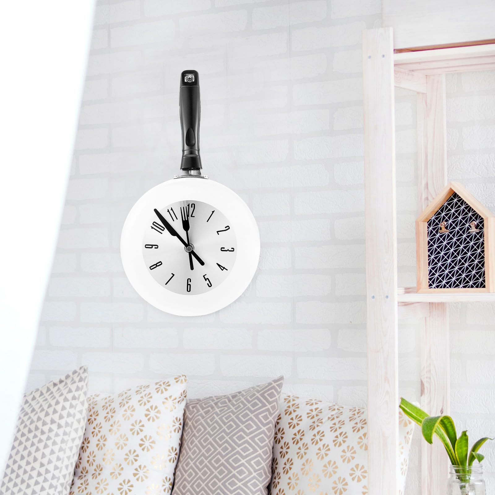 Orologio da Parete per Cucina Bianco in Acciaio Inox e Plastico Movimento al Quarzo e Design Rotondo, per Decorazione Domestica Silenziosa senza Batteria