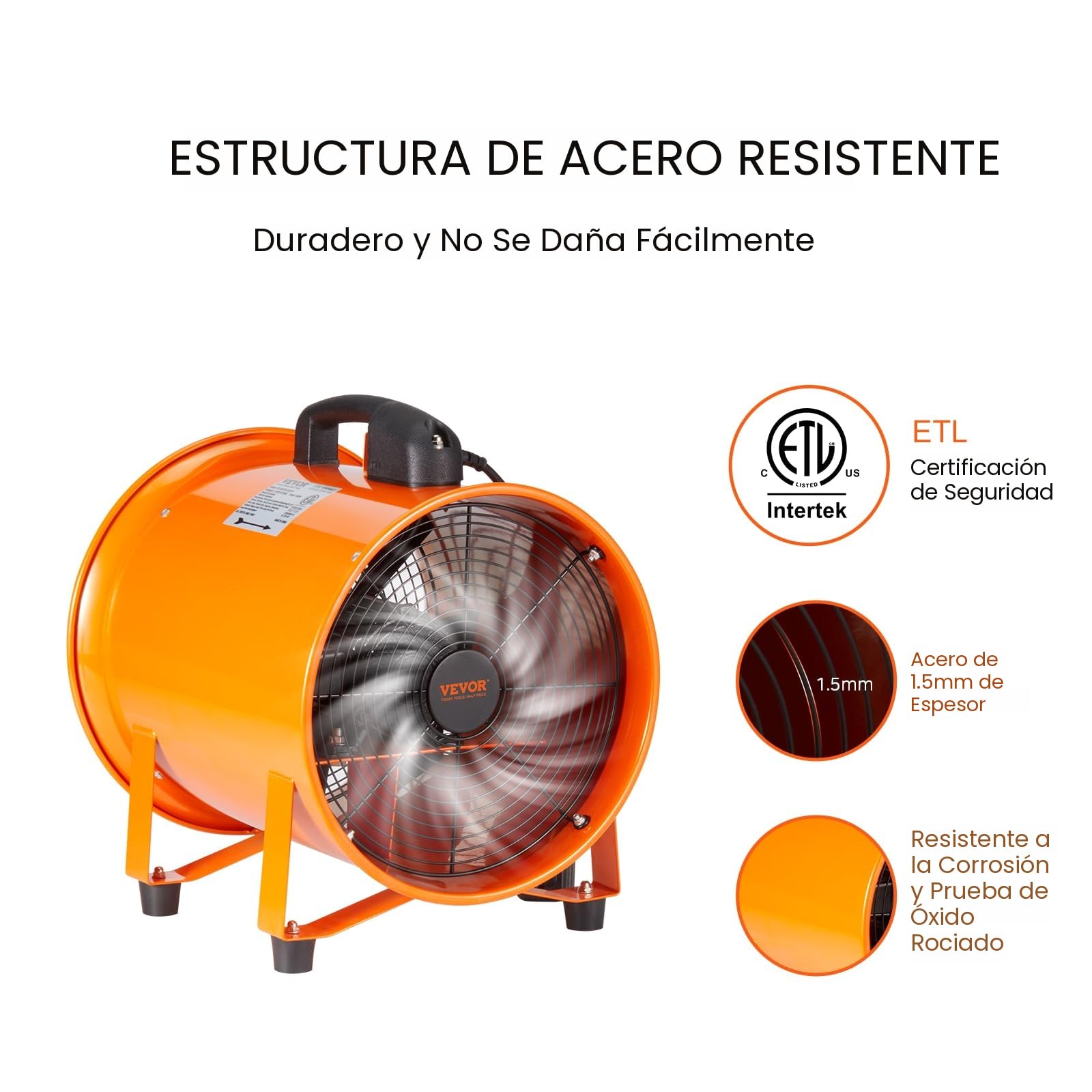 VEVOR Ventilador de extracción 367 W Extractor de aire Conducto Industrial 304,8 mm Tubo de extracción 5 m Volumen de aire 4373 m3/h Ventilador de escape para extraer polvo humo casa trabajo
