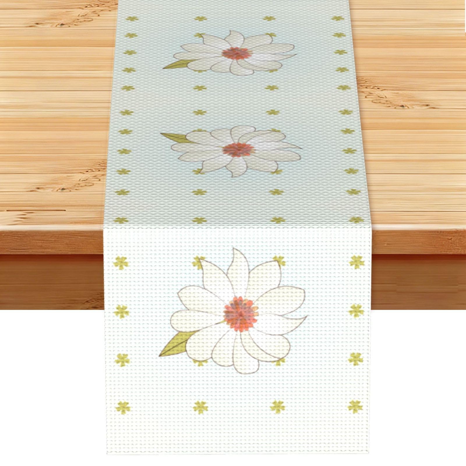 Camellia in bloom Linen Feel Table Runner Wedding Party Home Decoration