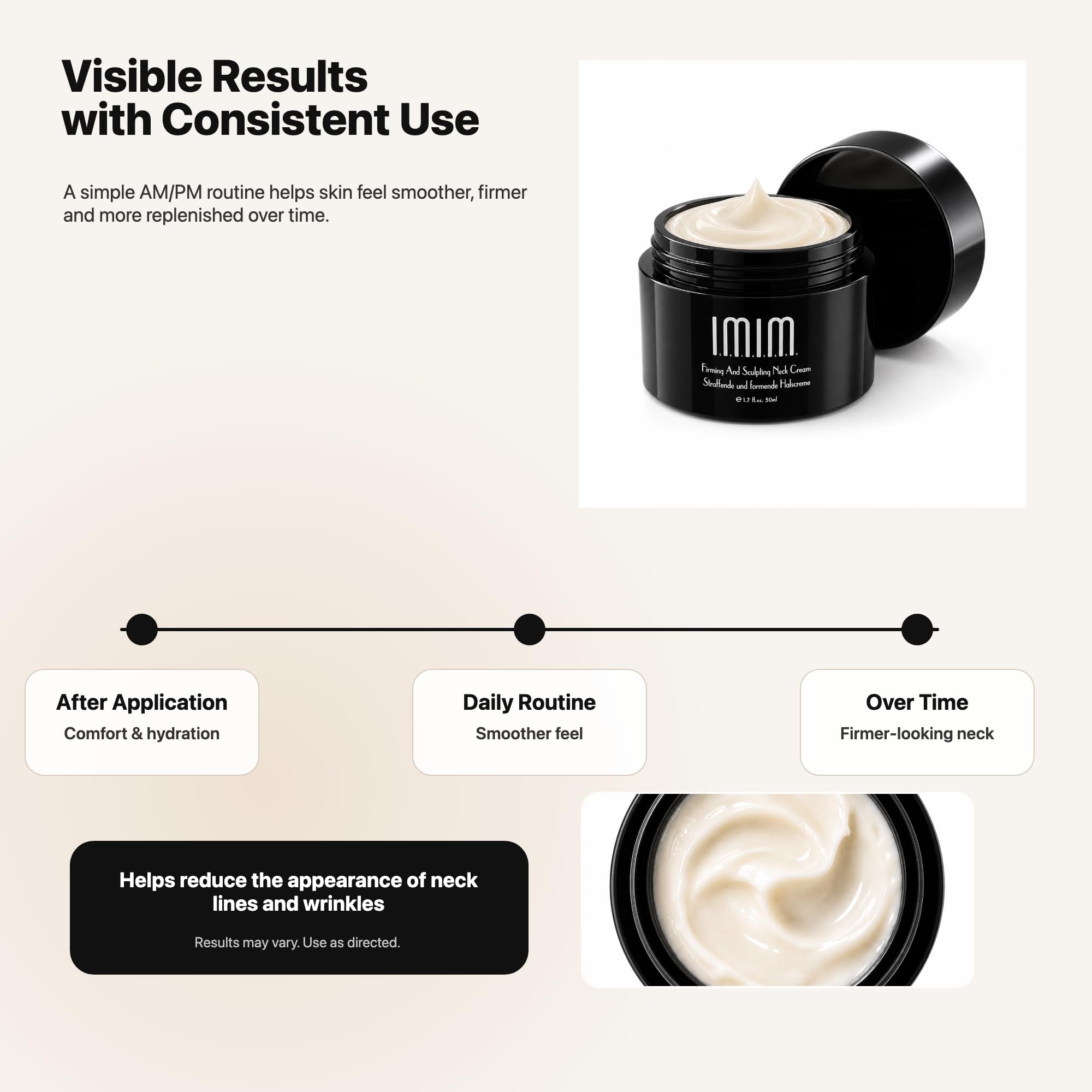 IMIM Crema Collo Rassodante e Modellante 50ml – Crema Antietà Avanzata Effetto Lifting con Tripeptide-1, Pentapeptide-4 e Esapeptide-8 – Idratante Antirughe per Collo e Décolleté