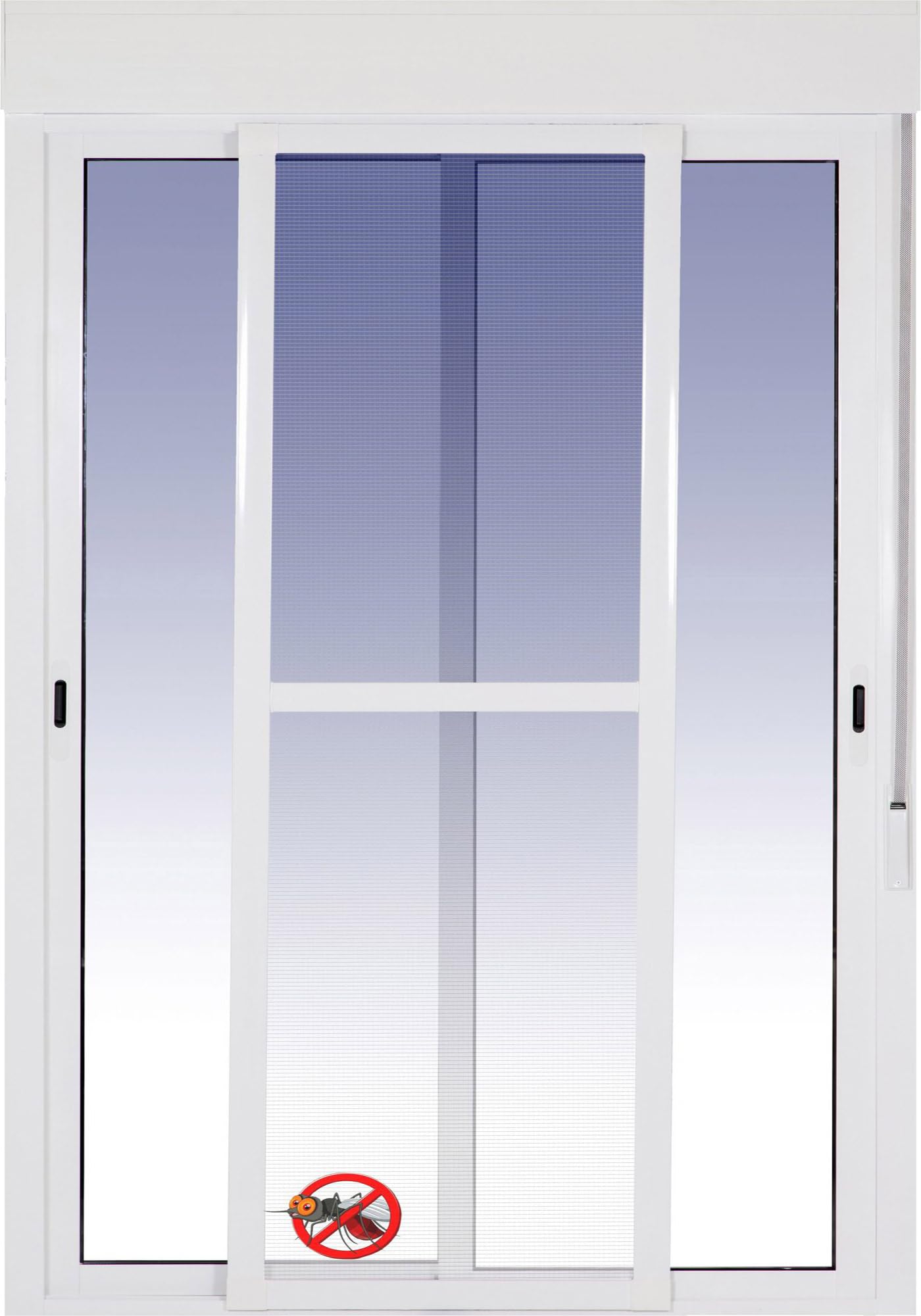 Ventanastock Puerta Balconera Aluminio Corredera Con Persiana (PVC) 1600×2185 2 hojas (marco y cajón persiana en kit) Con Mosquitera