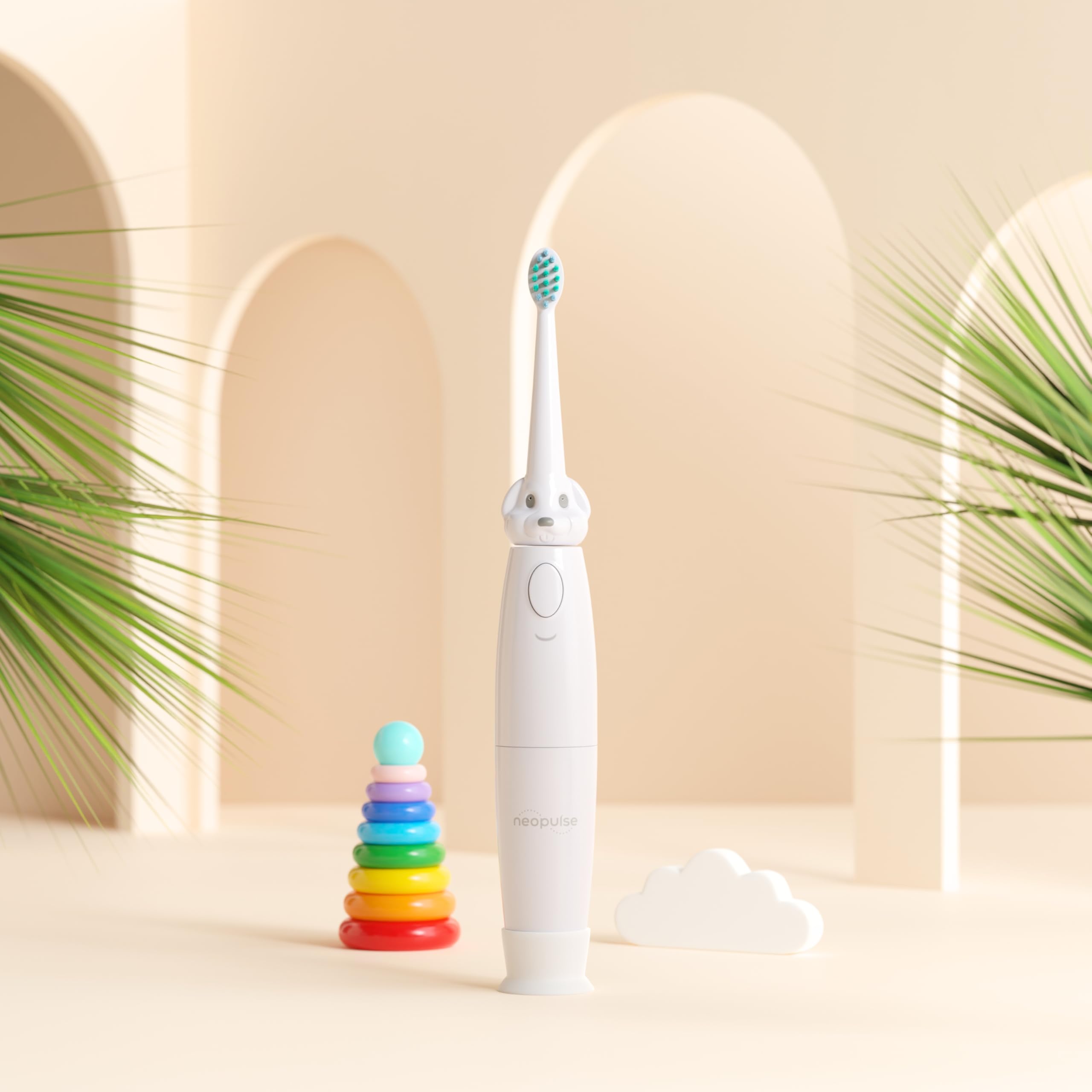NEOPULSE NEOKIDS® Elektrische Kinderzahnbürste – Schallzahnbürste für Kinder ab 3 Jahren – ultraweiche Borsten – 2 Modi – 2-Minuten-Timer mit 30-Sekunden-Intervall – 1 Monat Akku – inkl. 50 Sticker