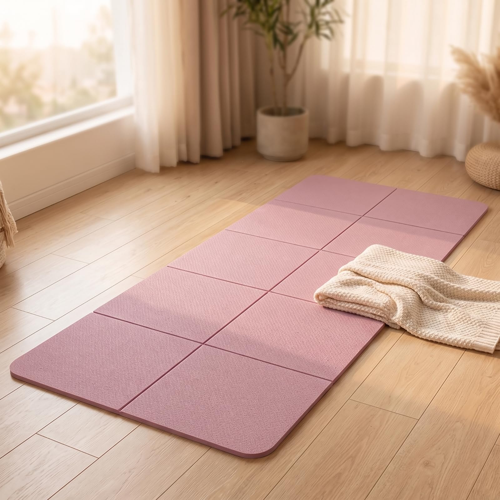 Faltbare Fitnessmatte mit Tragetasche tragbar klappbare Gymnastikmatte abwischbar Sportmatte für, Heimtraining