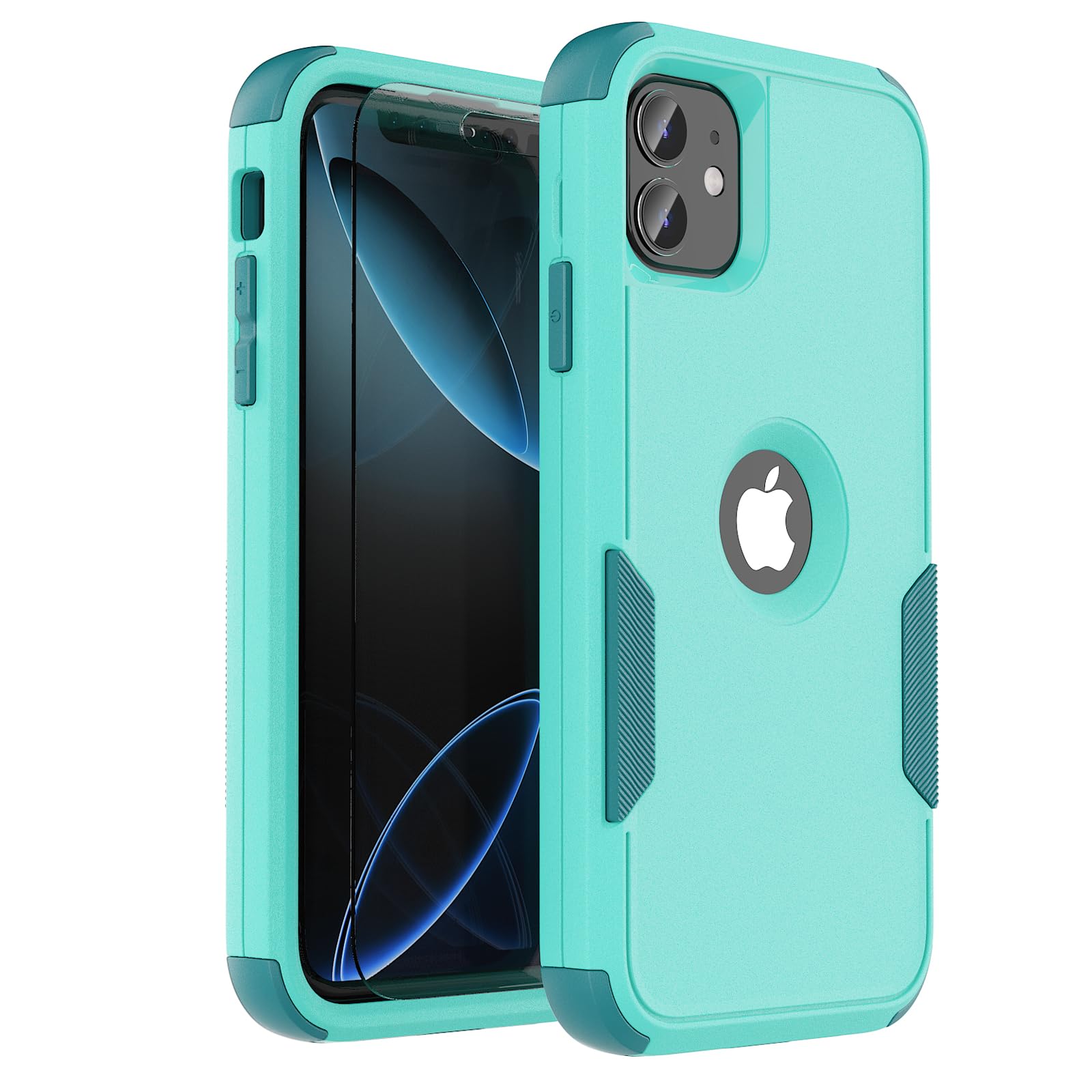 pdxox for iPhone 11 Case, Heavy Duty Protection 3-Layers Anti-Slip Full Body Protective Drop Protection Shockproof with 1 Screen Protector for Apple