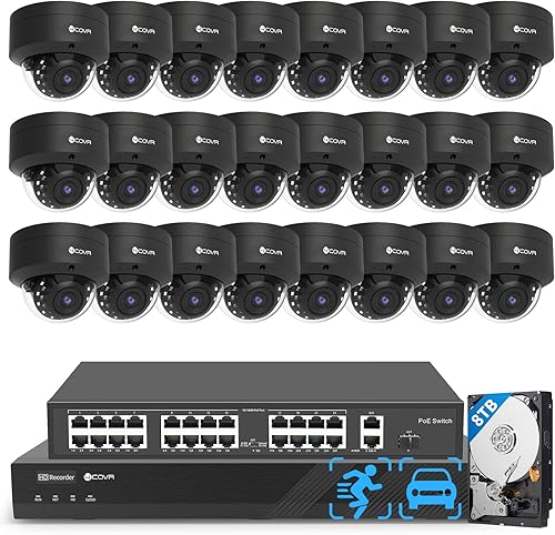 Miniatura 11 de Sistema de cámara de seguridad 4COVR 4K PoE, 8X cámara IP PoE de 8MP IK10 a prueba de vandalismo IP67 domo, NVR de 8 canales 2TB HDD, detección de