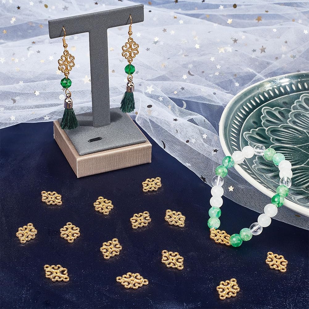 SUNNYCLUE 1 Box 100PCS Flower Connectors Connector Charms Gold Flower Hollow Chandelier Components Connectors Links Double Sided Charms for Jewelry Making Charms Earrings Necklace Bracelets DIY Crafts - Image 4