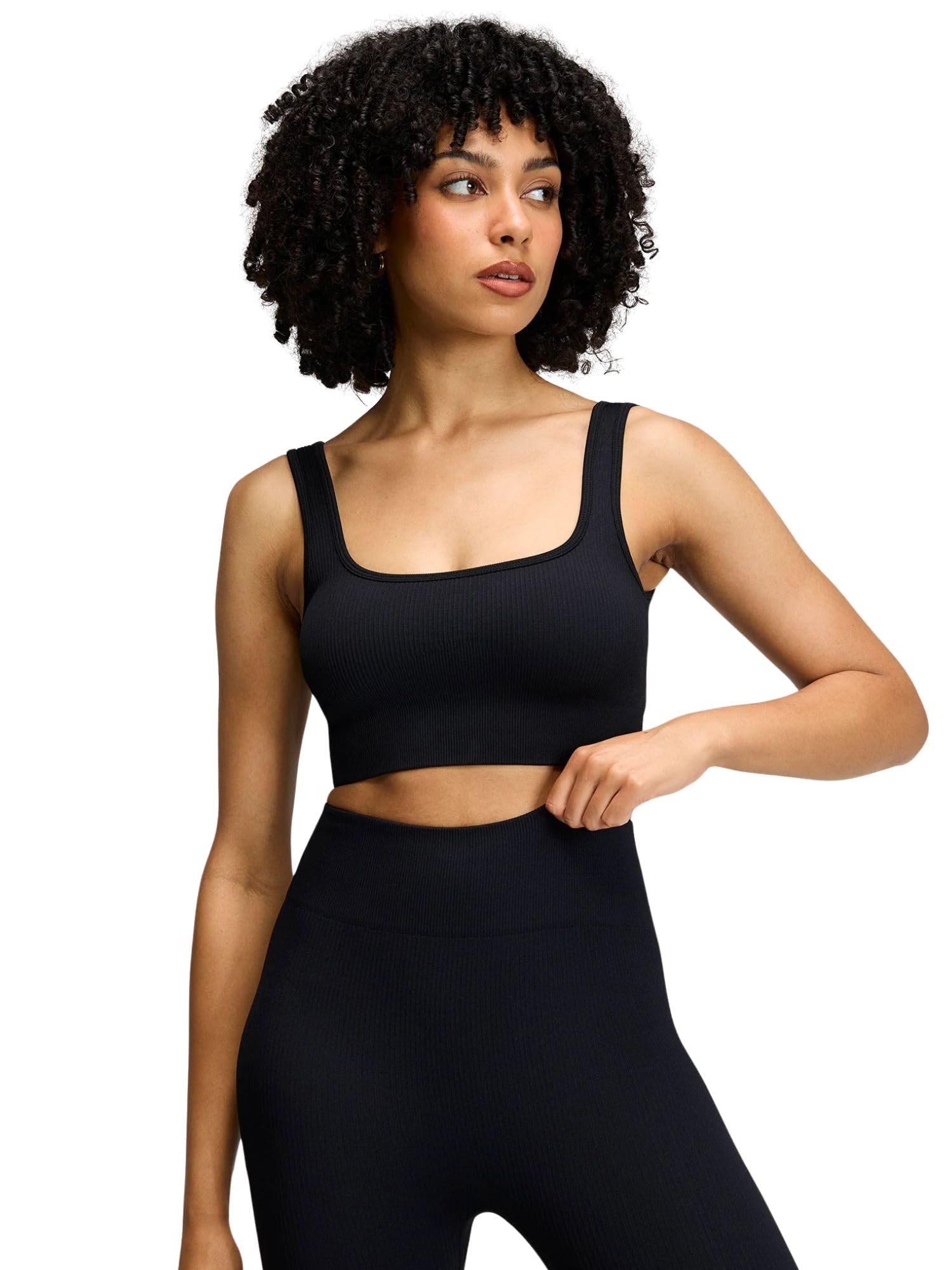 cava Contoured Seamless Sports Bra for Women | Ribbed Moisture-Wicking Fabric | Curved Square Neckline, Stretch Fit | Light Support Yoga & Workout Bra-picture-47