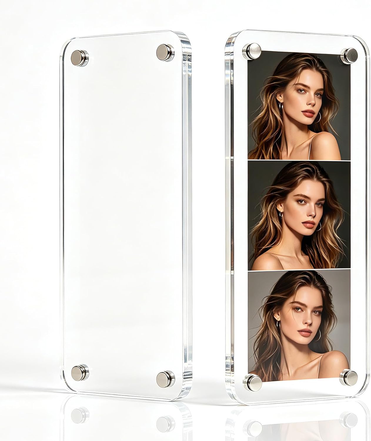 2Pcs Magnetic Picture Frame Acrylic Photo Strip Booth