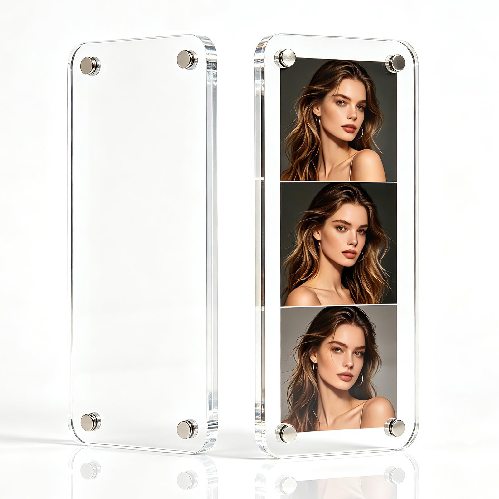 2Pcs Magnetic Picture Frame Acrylic Photo Strip Booth