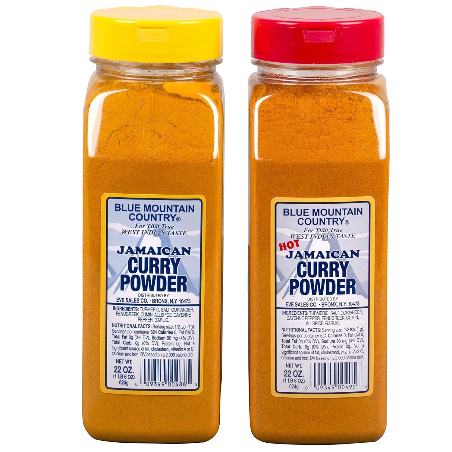 Jamaican Curry Powder & Hot Jamaican Curry Powder Duo Pack – 22 oz Shaker Bottles | Authentic West Indian Spices for Meat, Seafood, Vegetables & More