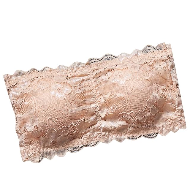 Seamless Bandeau Bra for Women Womens 2024 Tube Top Bra Lace Trim Sexy Non-Padded Bra Strapless Comfort Sports