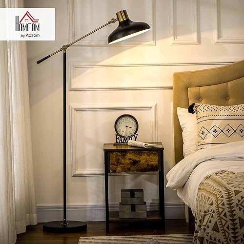 Miniatura 2 de HOMCOM Lámparas de pie ajustables para sala de estar, lámpara de pie para dormitorio con brazo de equilibrio, cabeza y altura ajustables, lámpara