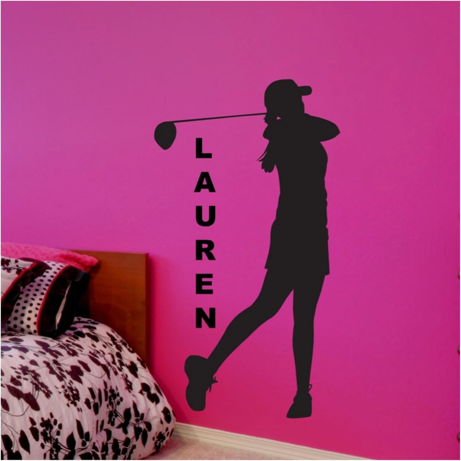 Personalized Golf Gifts for Women, Girl Golfer Wall Decal, Female Golf Gifts, 30 Colors & Several Sizes