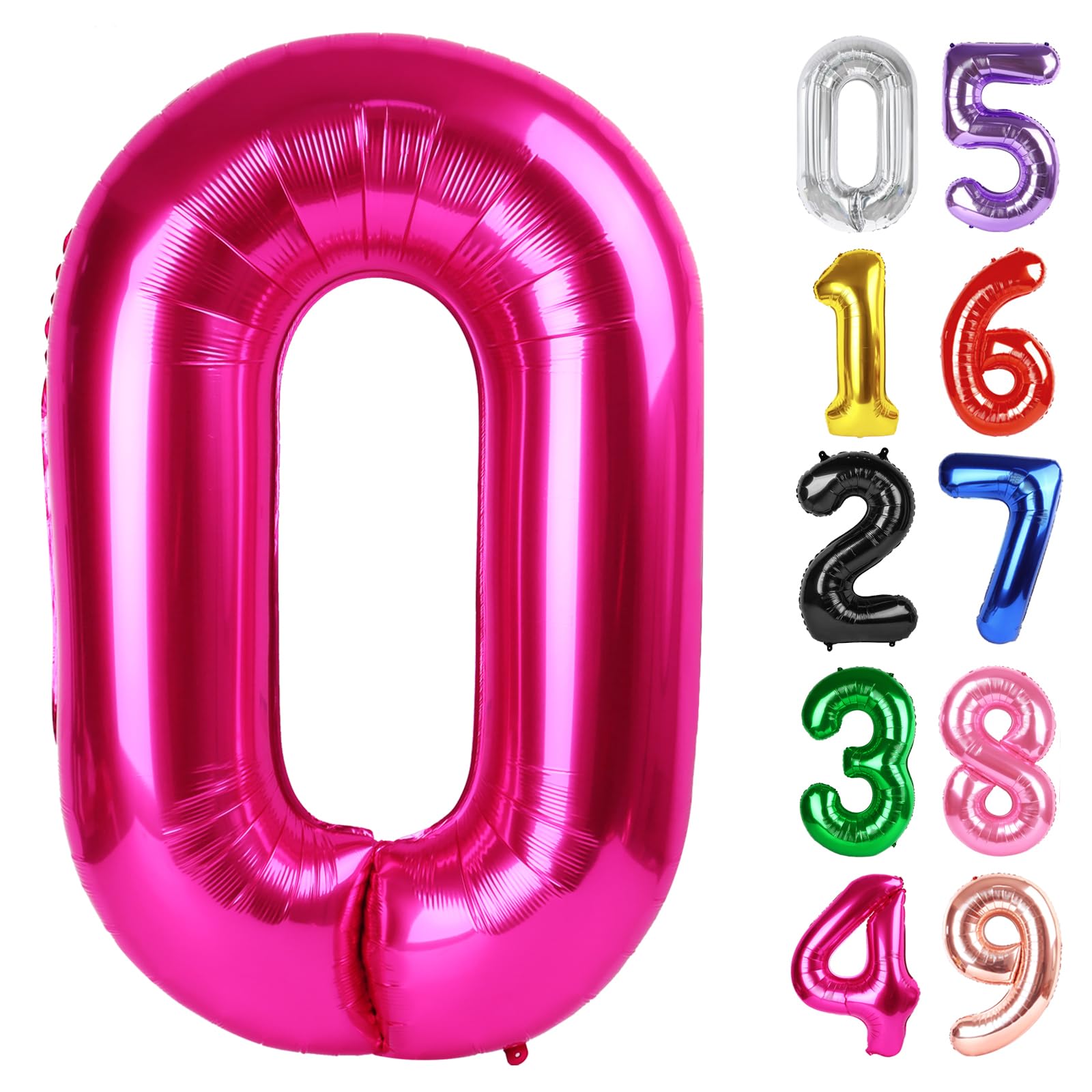 Hot Pink Number 0 Balloon 40 Inch, 0th Birthday Decorations Men Women