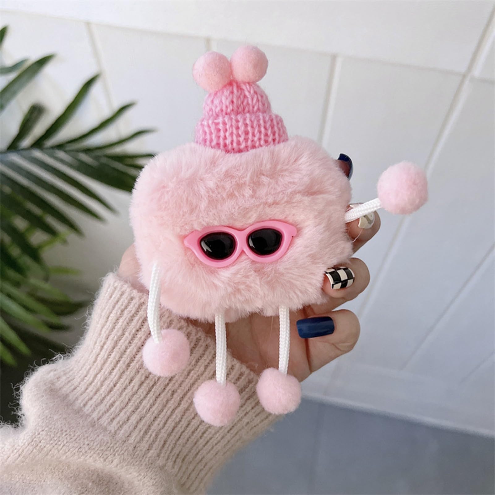 SIXRUN Peluche Custodia per Auricolari, Forma di Uomo con Occhiali da