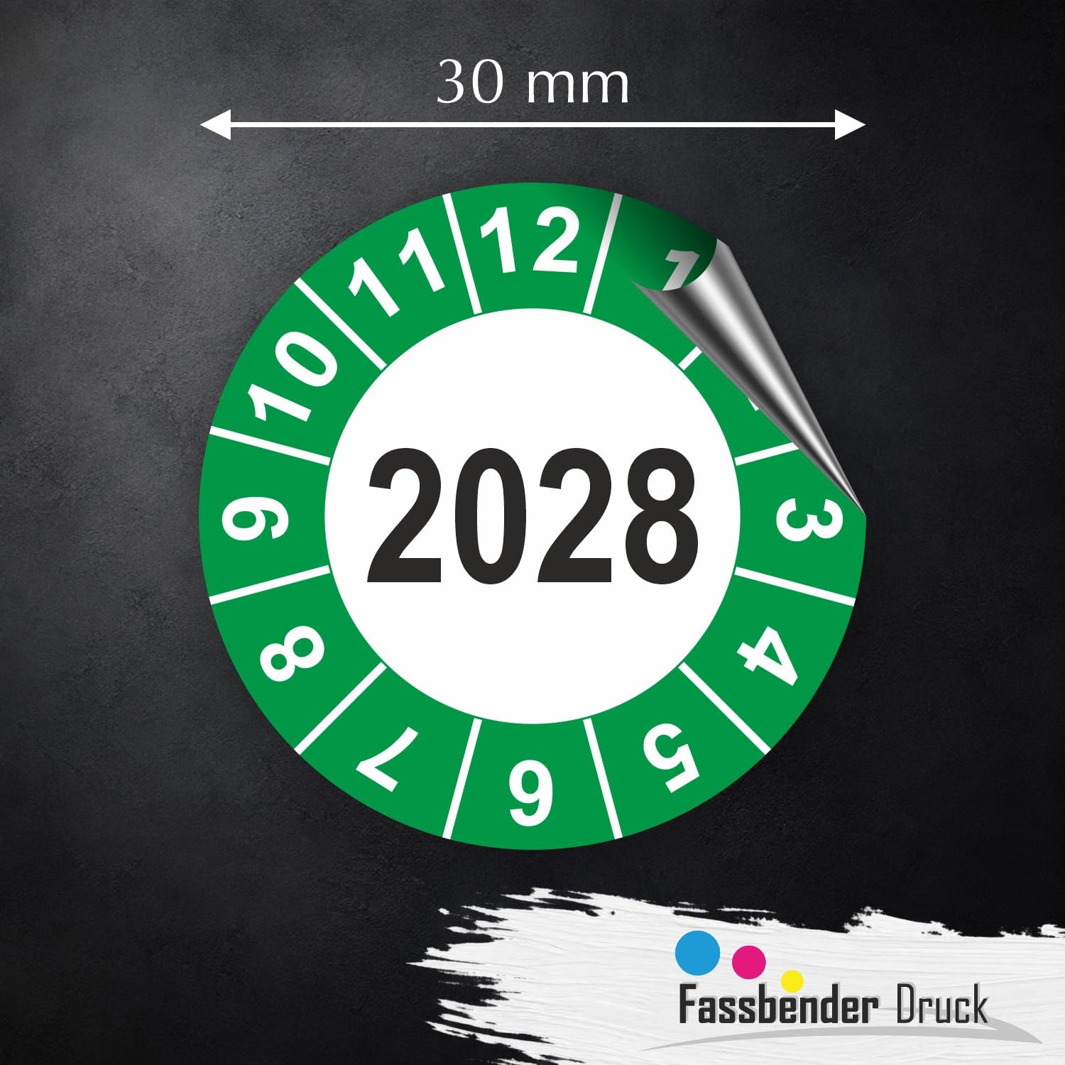 Hochwertige Prüfetiketten JAHRESPLAKETTE 2025 Ø 30mm - Selbstklebende PVC-Folie - Wartungsetiketten für Prüfung - Prüfplakette für Prüfungsnachweis (1000 Stück)
