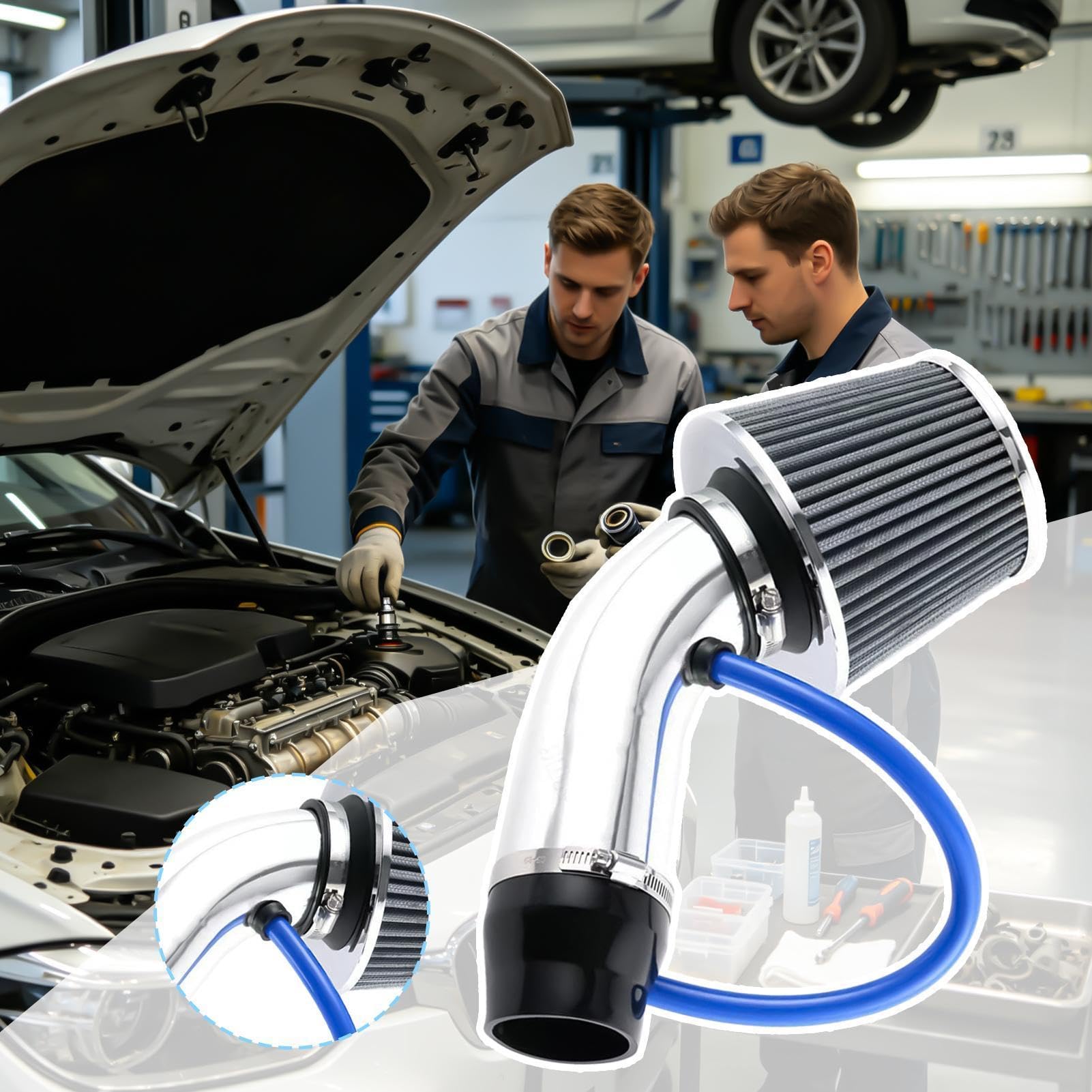 Zimny powietrza Uniwersalne Szybkozłącze Aluminiowe 76,2 mm | Rura Dolotowa Zwiększająca Osiągi Do Podróży Jazdy Dojazdów Wycieczek Samochodowych Domu Garażu Warsztatu