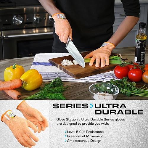 Vista 15 de Glove Station Ultra Durable Series Cut Resistant Gloves - Cutting Gloves for Chefs, BBQ and Cooking - Level 5 Protection Gris granito
