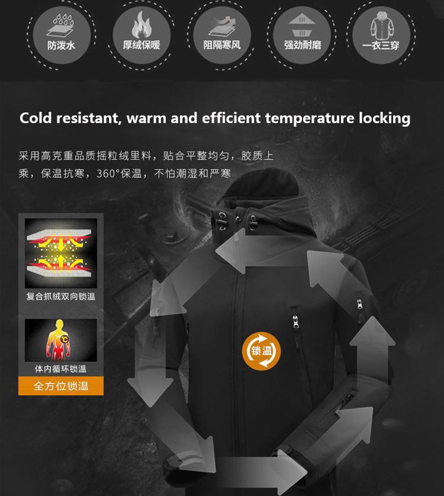 Trajes de pesca para hombre, piel de tiburón, forro polar grueso, montañismo, camping, tácticas, entrenamiento, impermeable, conjunto