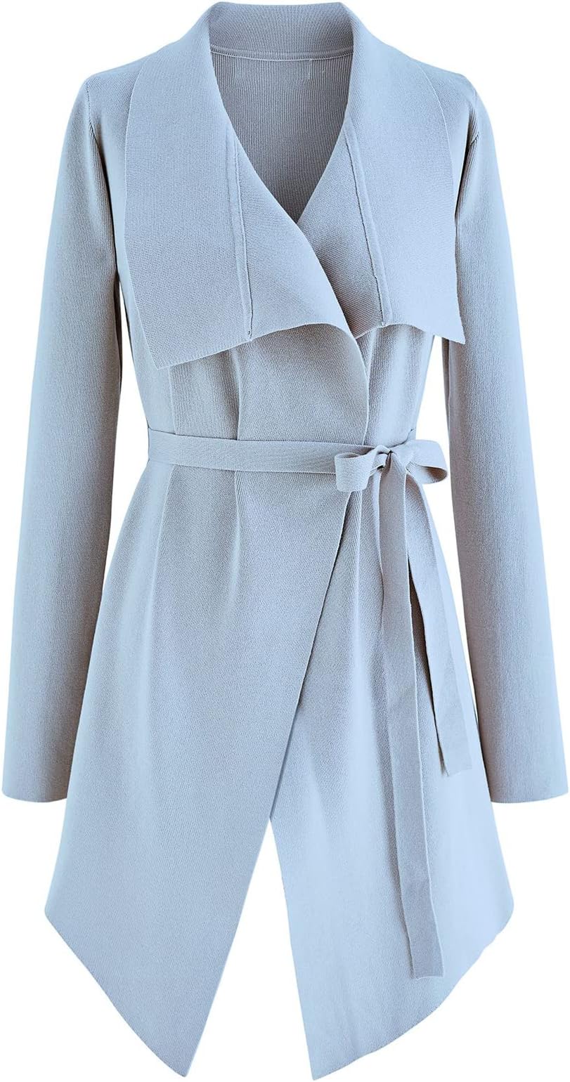 CHICWISH Women's Wide Knit Light Cardigan Coatigan Lapel Jacket