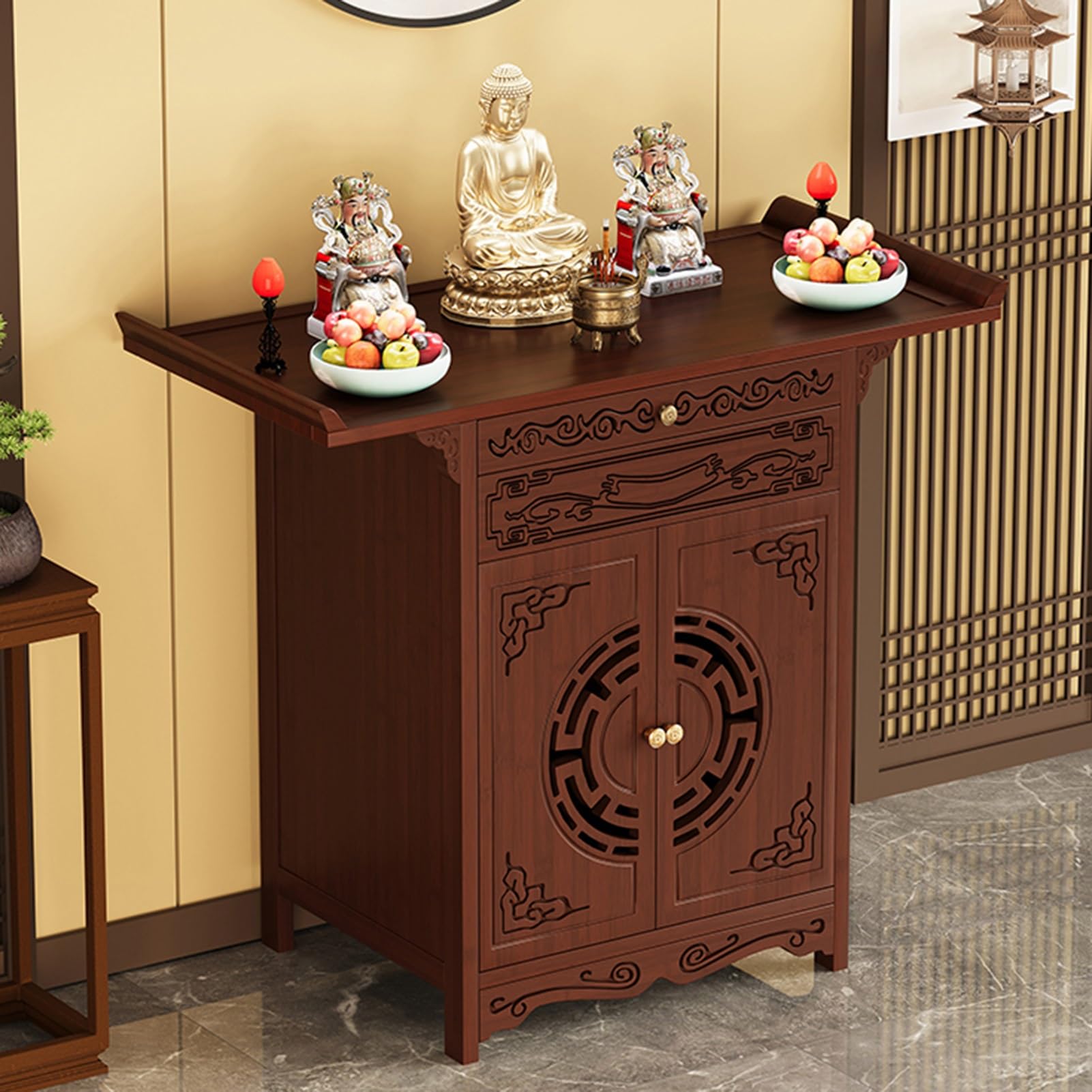 Table de méditation avec rangement : rangez vos accessoires de rituel