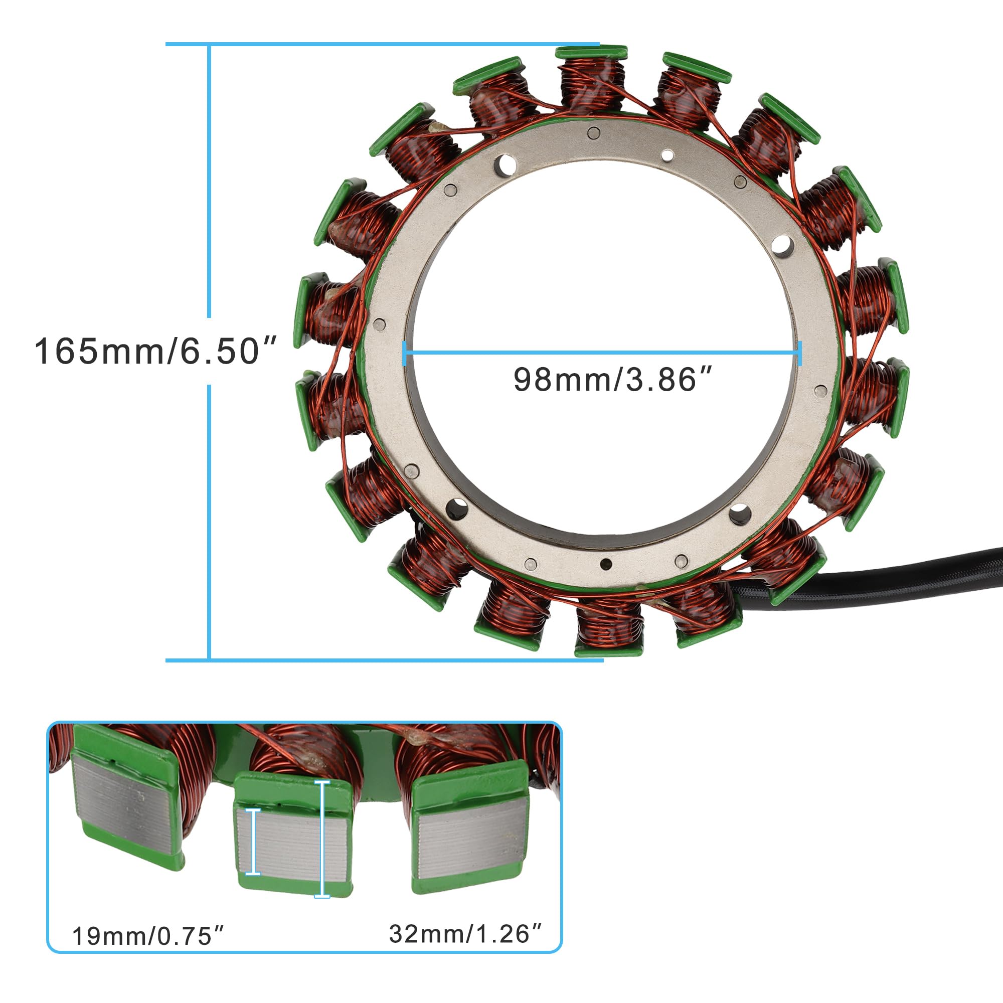 Stator Magneto Lichtmaschine 18 Spulen 3 Drähte für Yamaha F150 LF150 150HP Außenborder 2004-2020 Ersetzt OEM 63P-81410-00-00