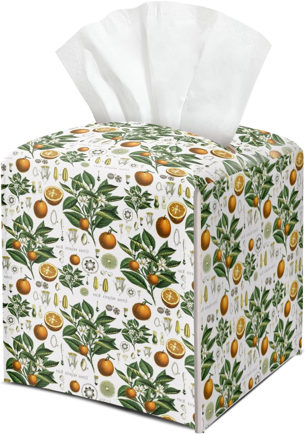 Orange Leather Tissue Box Cover Square Refined Creative Decorative Tissue Holder for Bathroom Home Office Gifts for Women Sister Bestie Mom Daughter Housewarming Birthday Summer Gifts - DH554
