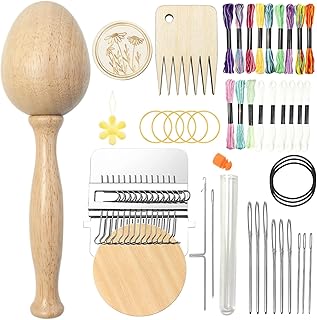 Holz-Stopfeier-Reparatur-Set, 14-teiliges Strick-Reparatur-Set mit Metallnadeln, Haken, buntem Stickgarn und Aufbewahrungstasche