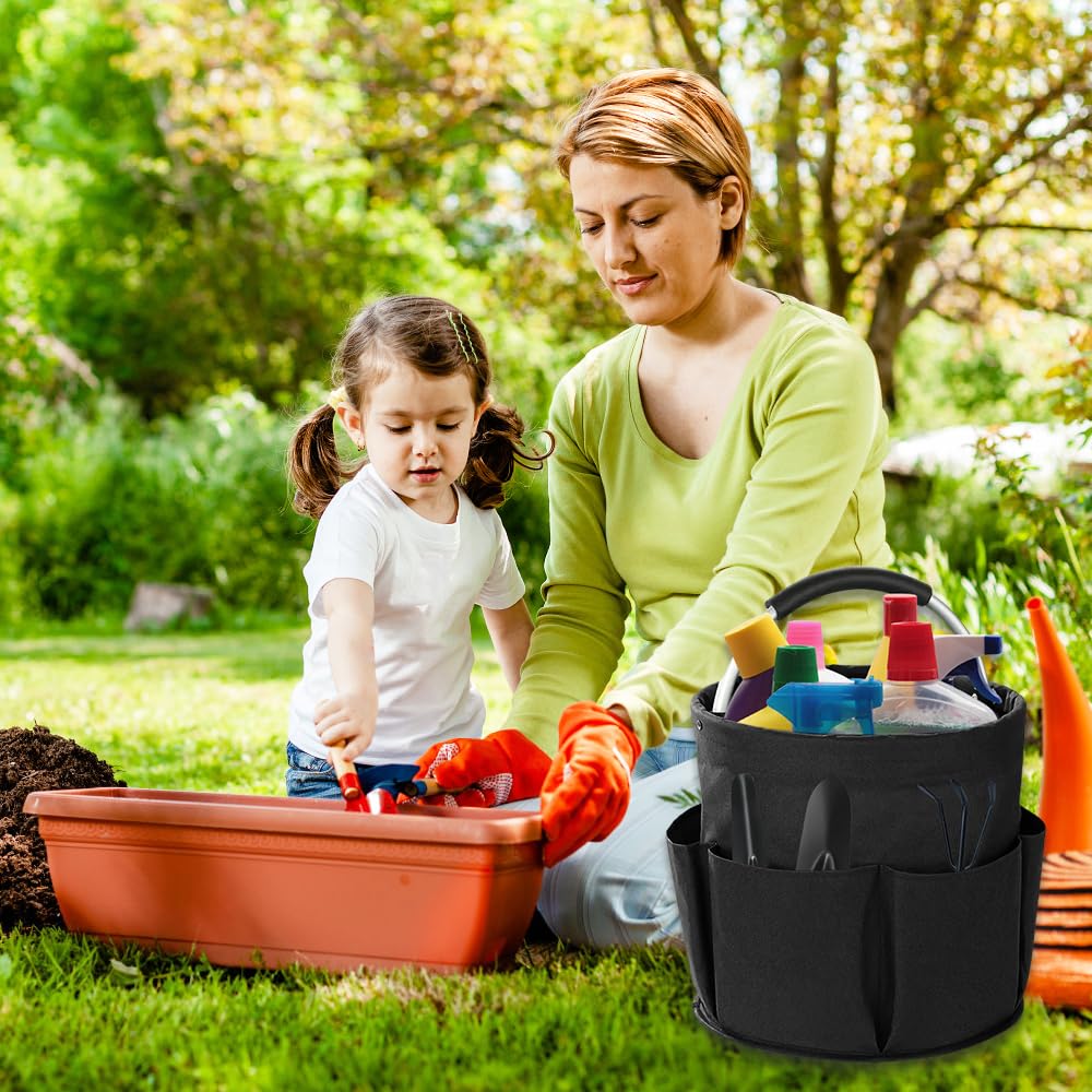 Secchio Pieghevole Per Pulizie 17L Con Manico, Organizer In Tessuto Oxford Con Tasche, Porta Detergenti