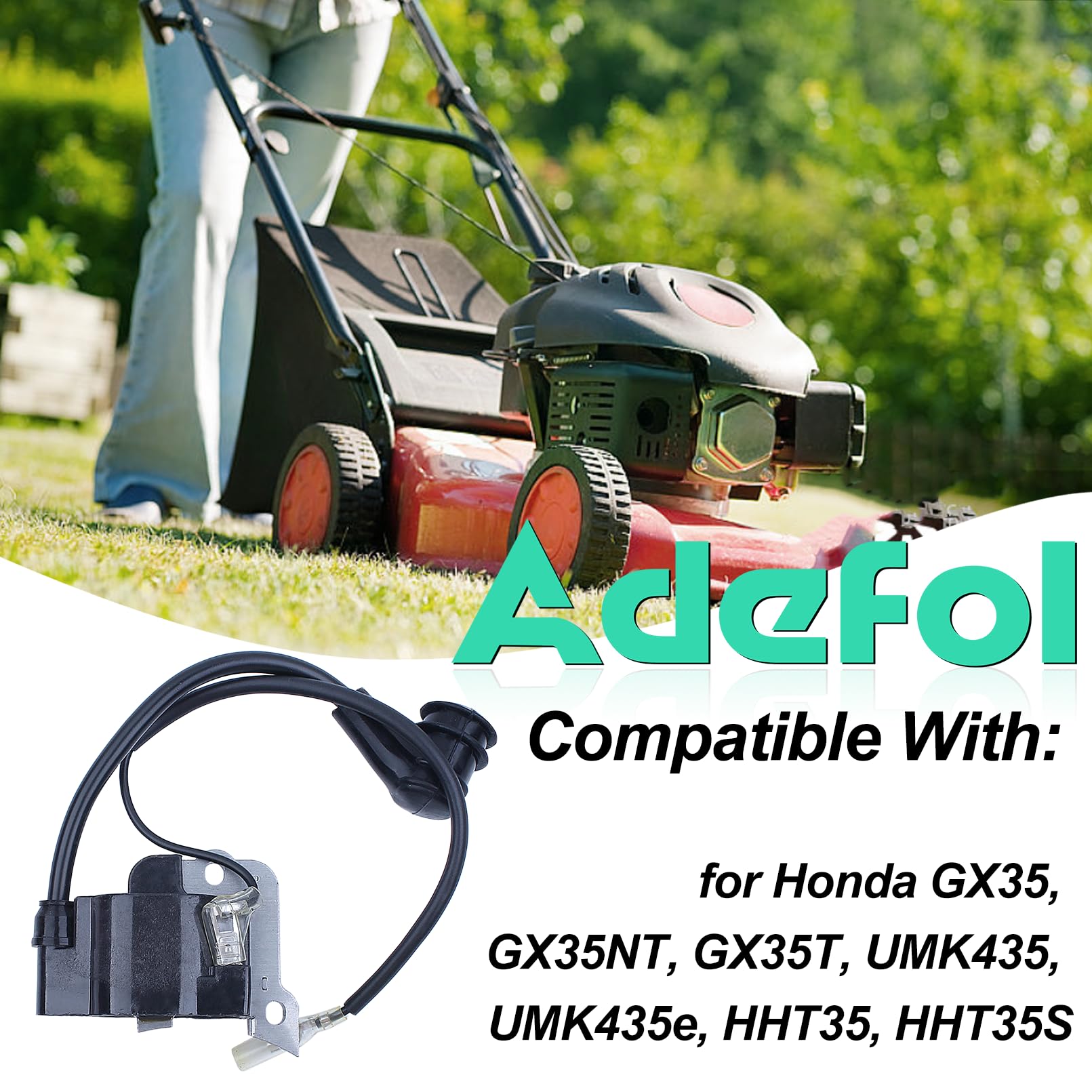Bobina di Accensione per Honda GX35 UMK435 e Motore di Serie, ADEFOL Modulo Bobina di Accensione con Candela Accessorio per Decespugliatore Motore a 4 Tempi Pezzi di Ricambio