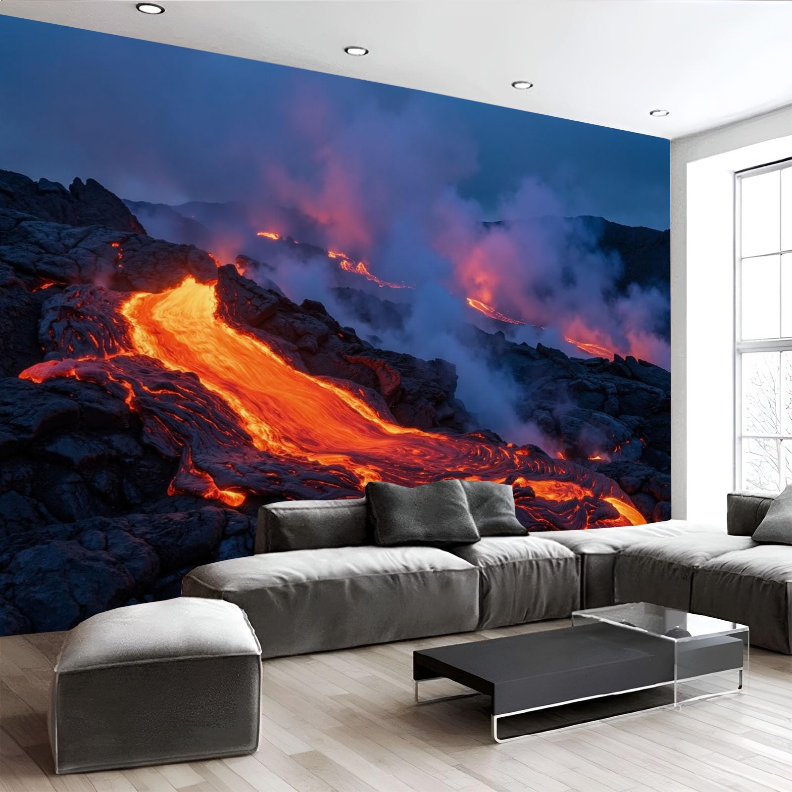 Papier peint paysage volcanique pour transformer le salon en écrin de nature