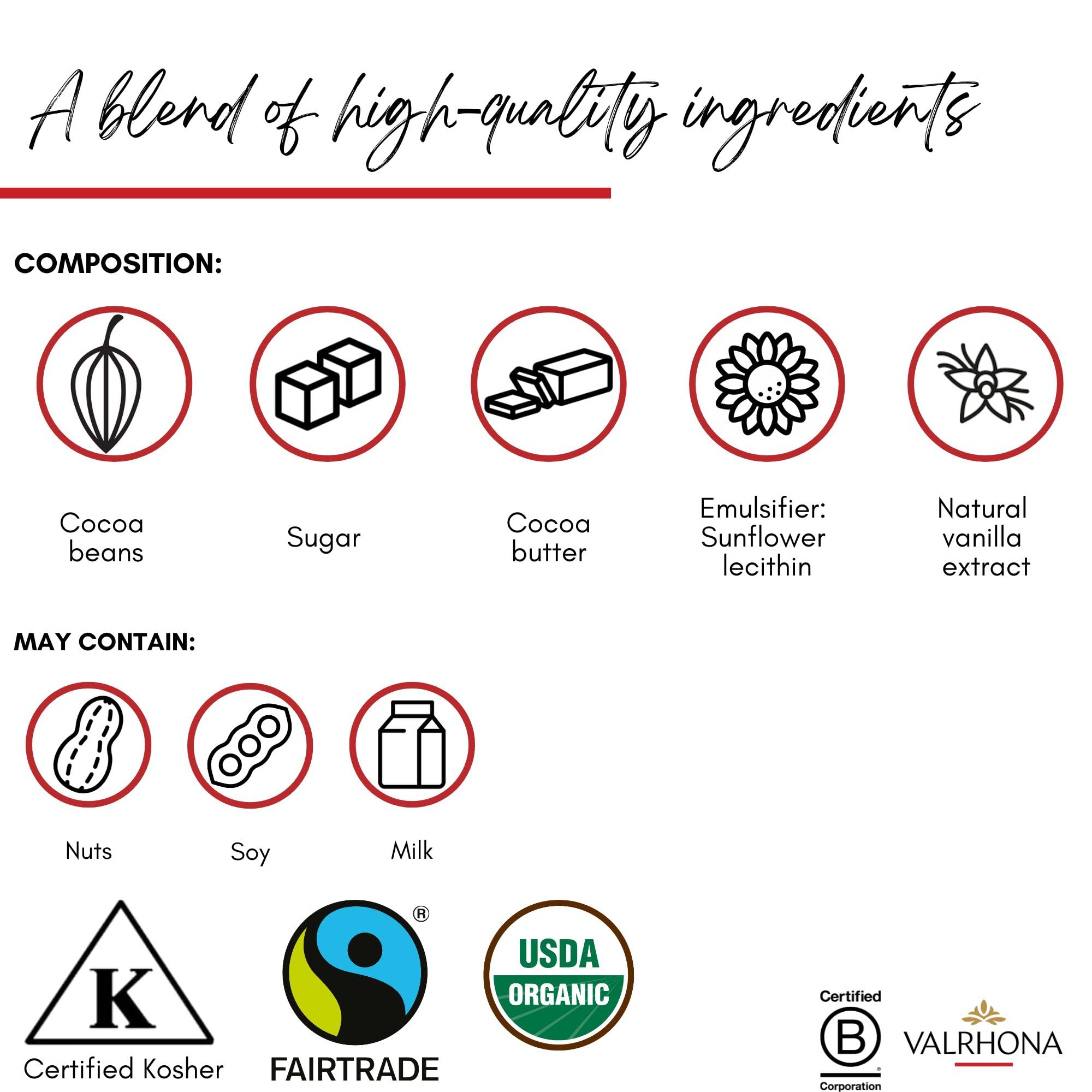 Valrhona Premium French Baking Dunkle Schokoladenscheiben (Feves) ORIADO 60% Kakao Bio und Fair Trade Einfaches Temperieren Cremig und ausgewogen Für Brownies, Kuchen, Mousses, und Frostings 1kg (1