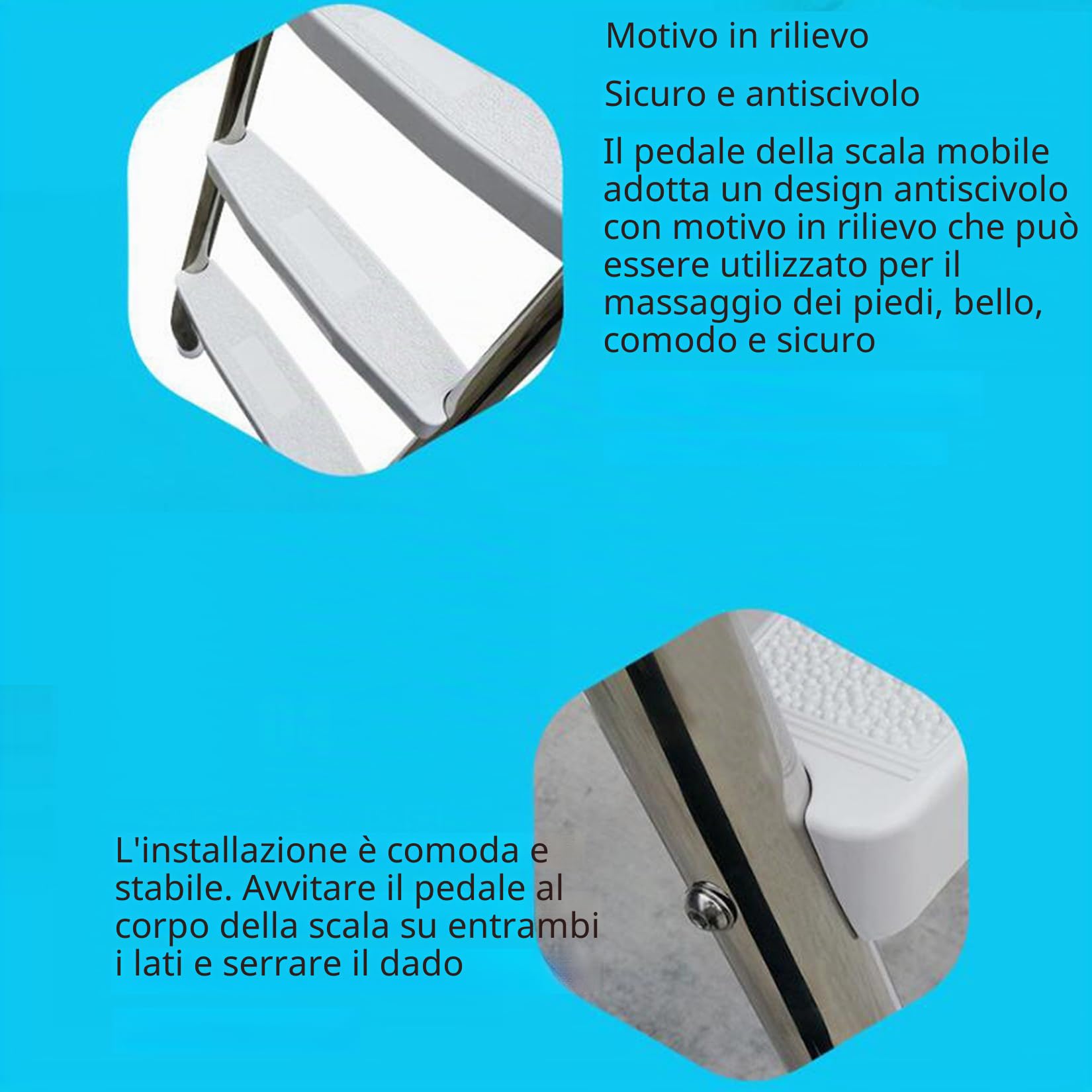 BOTOWI Scala per Piscina da 110 Cm con Piattaforma Deck Heavy Duty 304 Telaio in Acciaio Inossidabile Scaletta per Piscina Esterna da Cortile Fuori Terra, 3 Gradini Antiscivolo Sicuri