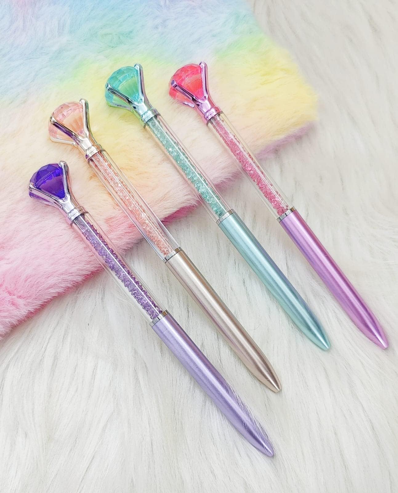 Crystal Diamond Gel Pens Set (4 Pcs) Glitter Gradient Ballpoint Pens, Cute Kawaii Stationery for Girls, Smooth Writing Pens for School Office, Gift Pens For Kids, Party Favors