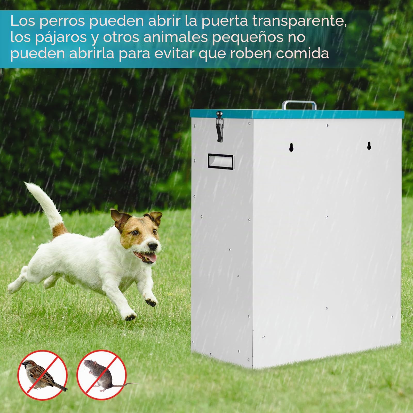 Comedero Automático por Gravedad para 2 Perros, Dispensador de Comida para Perros de Raza Grande de Metal Galvanizado de 46 Lbs, Comedero Doble para Mascotas para Exterior e Interior