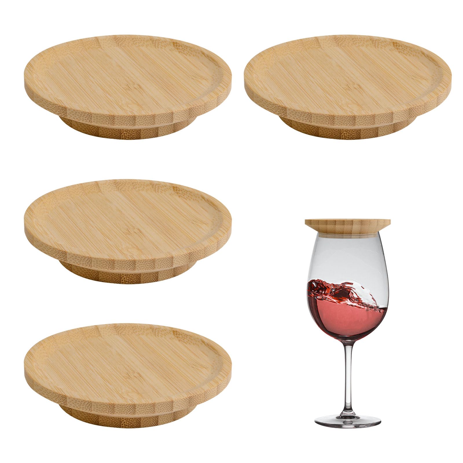 MOROBOR Weingläser, Snack-Tablett, 4 Stück, für Wein, Vorspeisen, Servierbrett, Holz, Snack-Tablett, Picknick-Teller, Party, Dessertteller für Party, Picknick