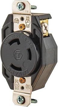 Bryant Electric 70530FR Industrial Grade Locking Receptacle, 2-Pole, 3-Wire, Nema L5-30R, 30 Amp, 125V, Black