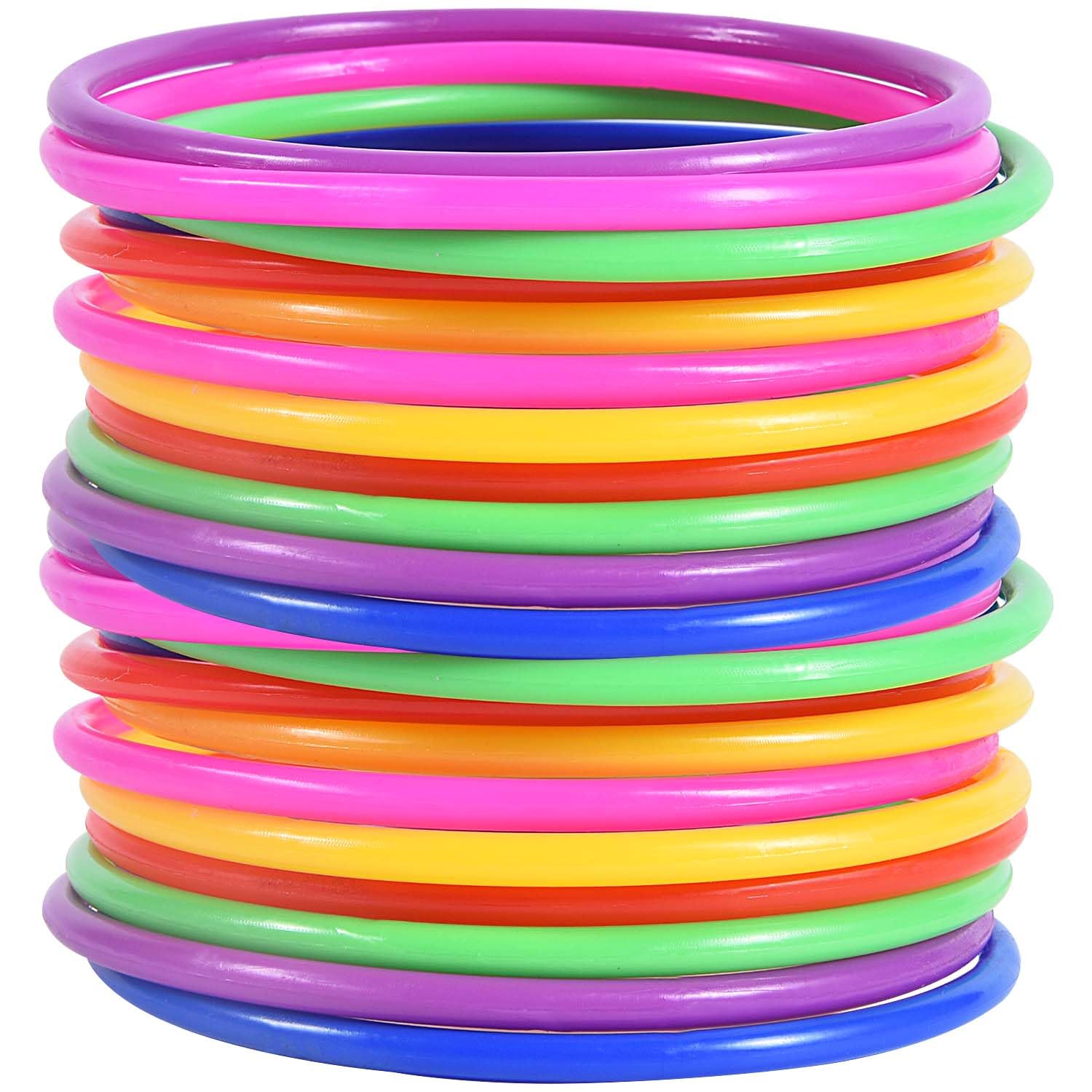 OBTANIM 24 Pcs Plastic Ring Toss Game for Kids and Outdoor Toss Rings for Speed and Agility Practice Game, Random Colors