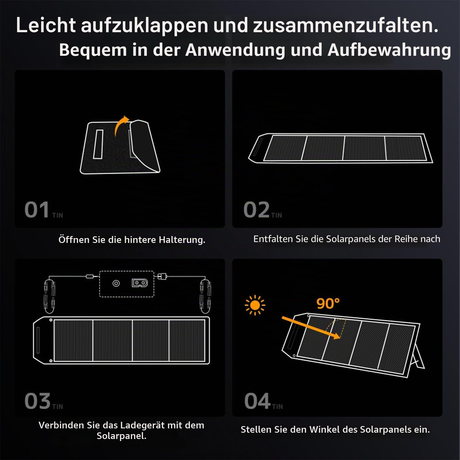 Yinleader 200W Faltbares Solarpanel für Camping, Wohnmobil & Powerstation | Schnellladung für Powerstation, leicht & faltbar für Outdoor, hocheffiziente Solarzellen, MC4 auf DC5521/XT60