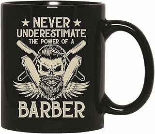 Barber Gift Idea for Men Women Never Underestimate Power of Hair Stylist 11oz 15oz Black Coffee Mug