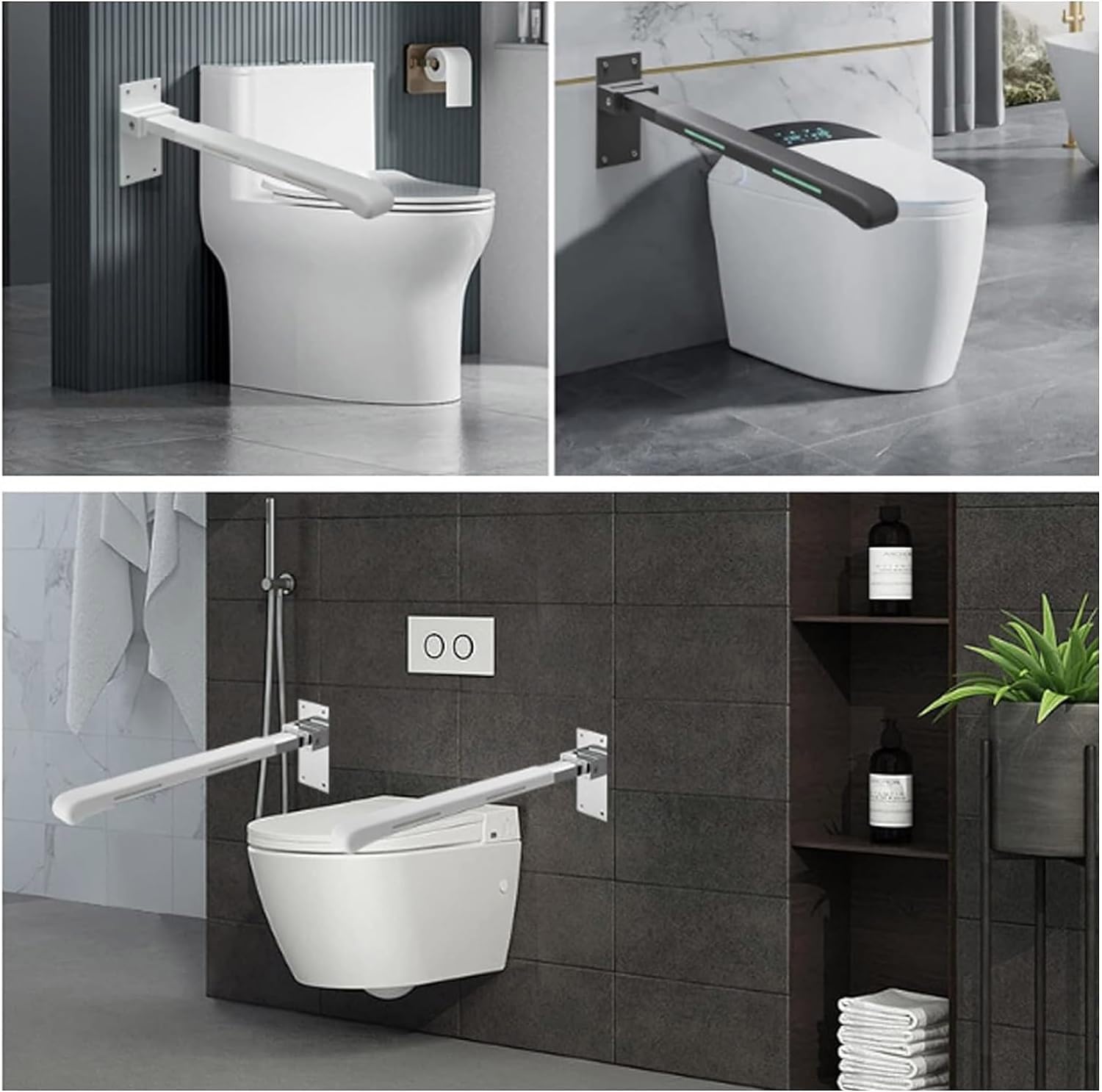 Asidero plegable, WC carril de apoyo, baño de agarre montado en la pared agarradera de seguridad, para las personas maayores bariátricos discapacitados de apoyo Cuarto de baño Ayuda Assist Rail (Colo