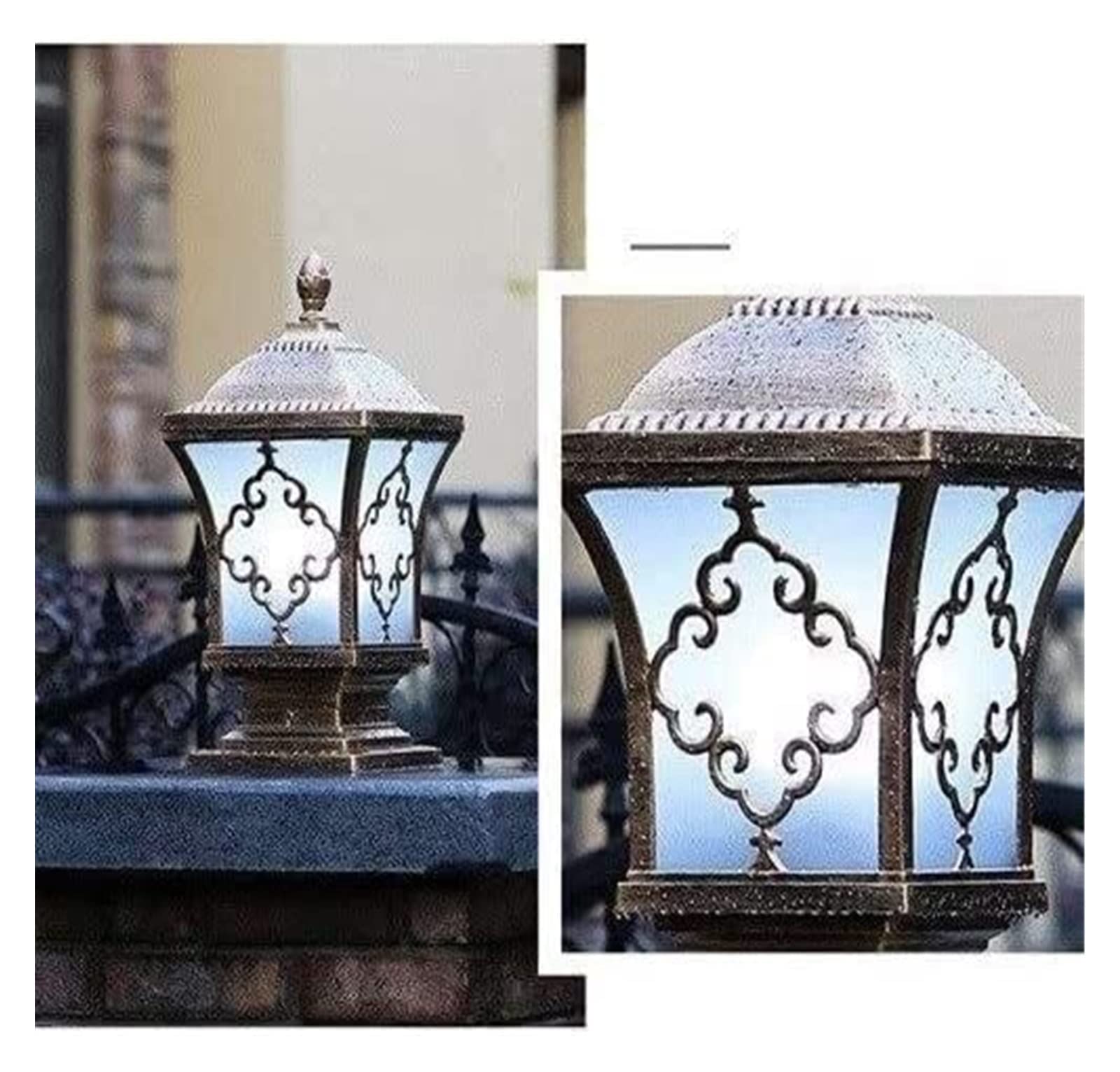 Cortile Lampione Lampione Esterno Cancello Lampione, Pilastro Lampione Villa Giardino Esterno Waterproofpe Illuminazione Parete estremità Pilastro Palo Lampada Antico Alluminio Bronzo Balcone
