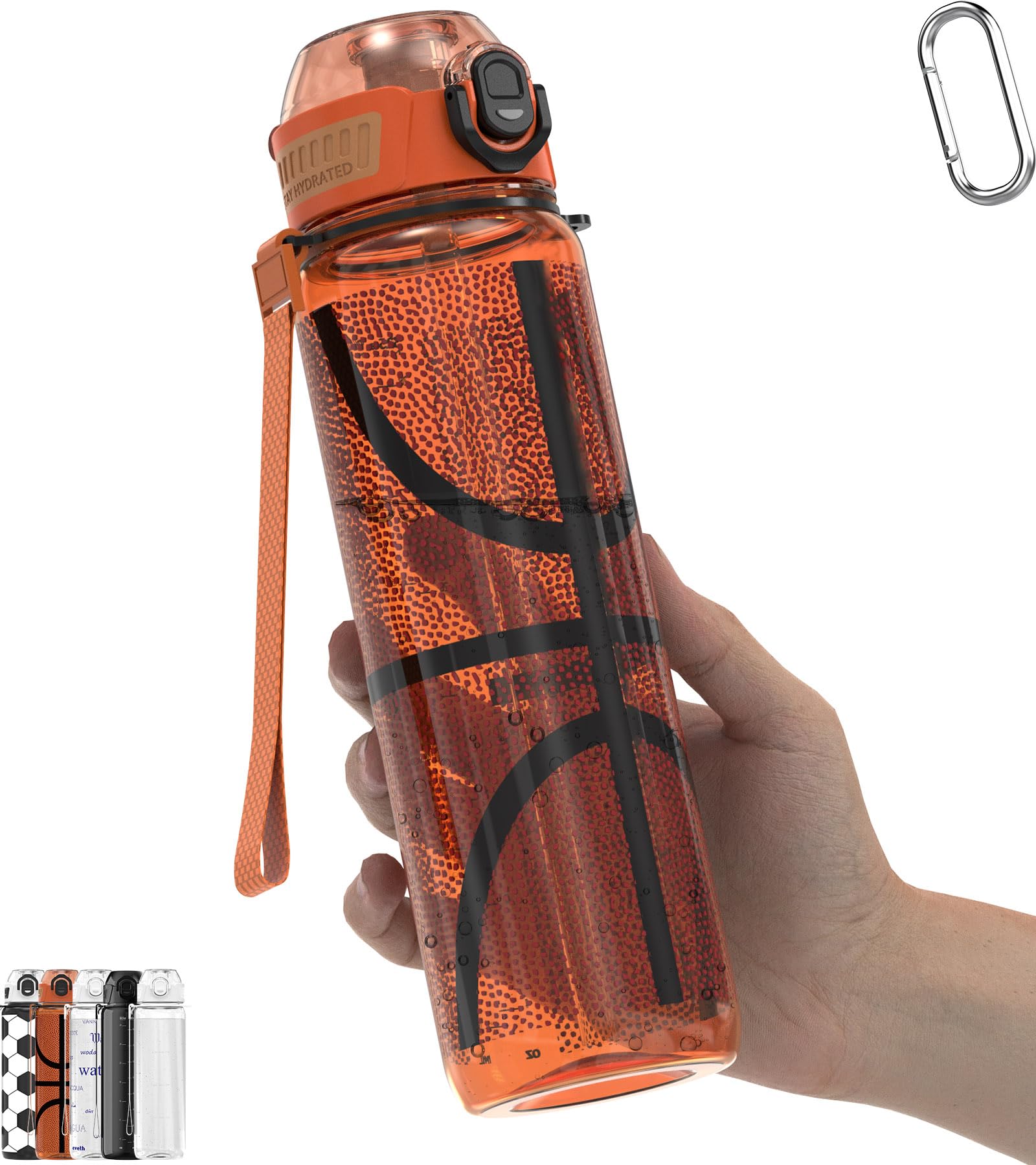 MYFOREST 34oz/1L Sport Water Bottle, Light Tritan, Quick-Open Gulp Lid/Straw 2-in-1, Leak-Proof, Dishwasher-Safe, BPA-Free, Drop-Resist & Scratch-Resist for Travel/Gym/Office/Fan Gift (Basketball)