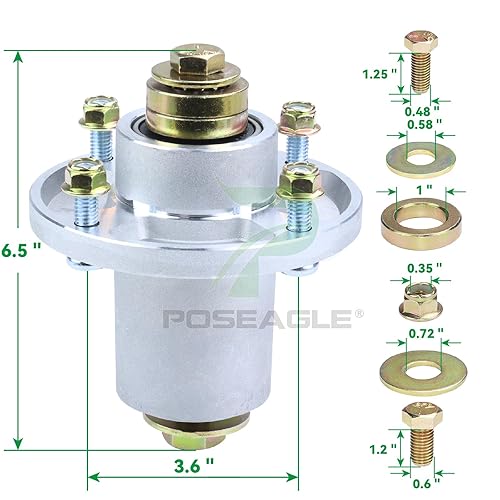 Miniatura 3 de 607418 El conjunto de husillo reemplaza al conjunto de husillo Hustler 601804, husillo Hustler Fastrak 48, Hustler Raptor sd 60 husillos para