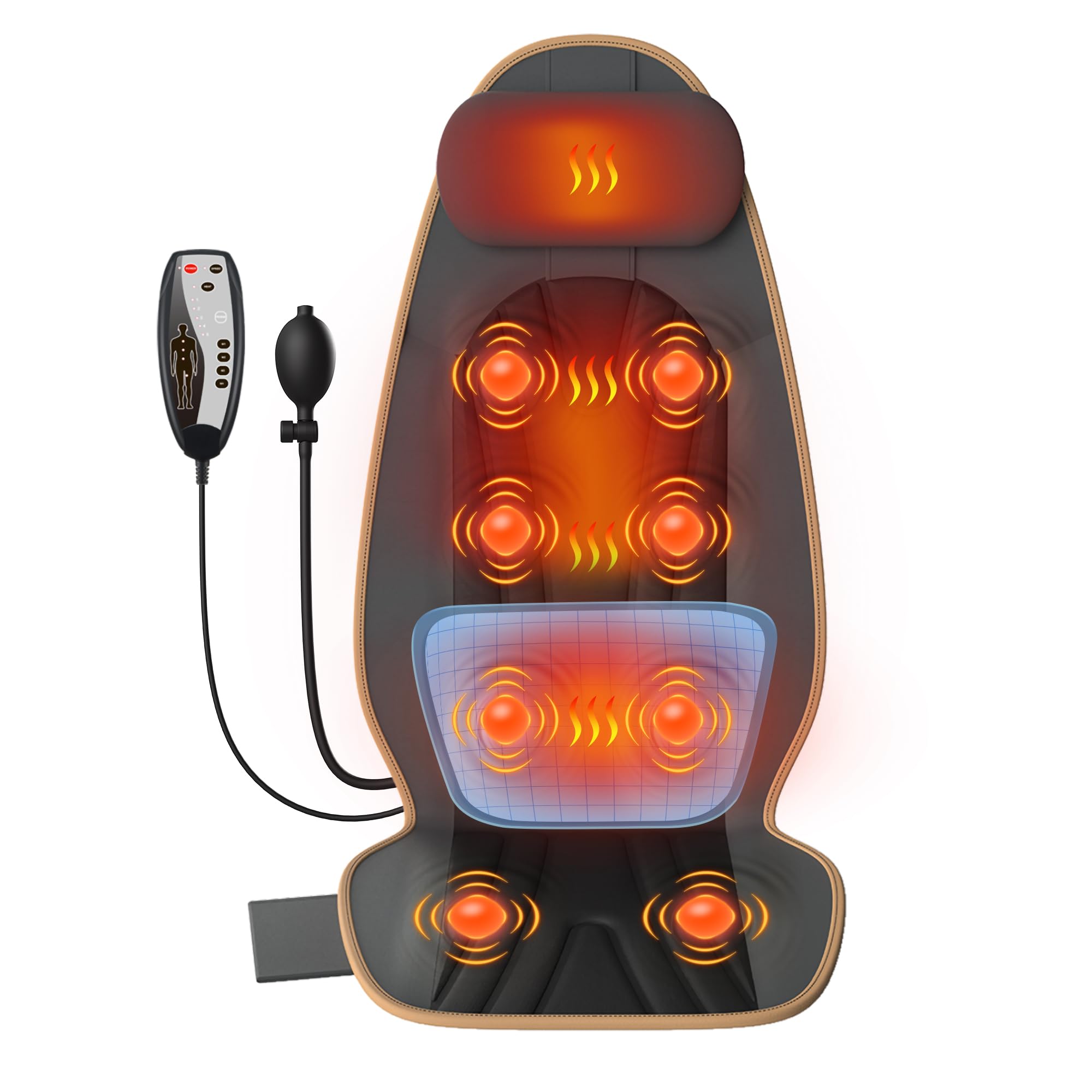 SLOTHMORE Vibration Back Massage Cushion with Heat Back Massager Cushion with 5 Massage Modes Heated Massage Pad for