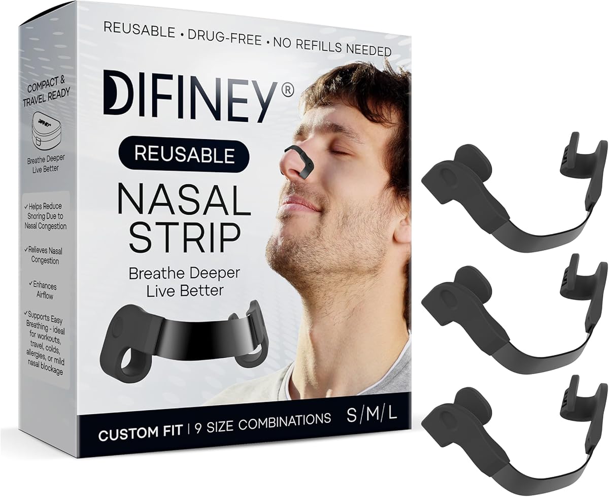 Reusable Nasal Strips for Breathing: Snoring Support, Max Strength Internal Nasal Opener, No Sticky Pads, Nose Strips Alternative, Adjustable Nasal Dilators for Sleep