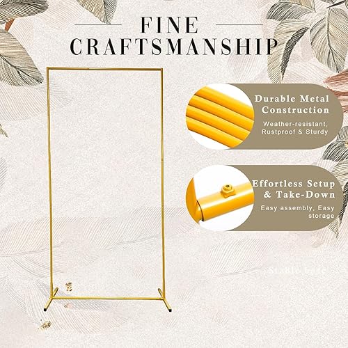 Miniatura 4 de Soporte redondo para telón de fondo, arco circular, marco de arco de globos circulares de 7.2 pies, soporte de telón de fondo de círculo dorado,