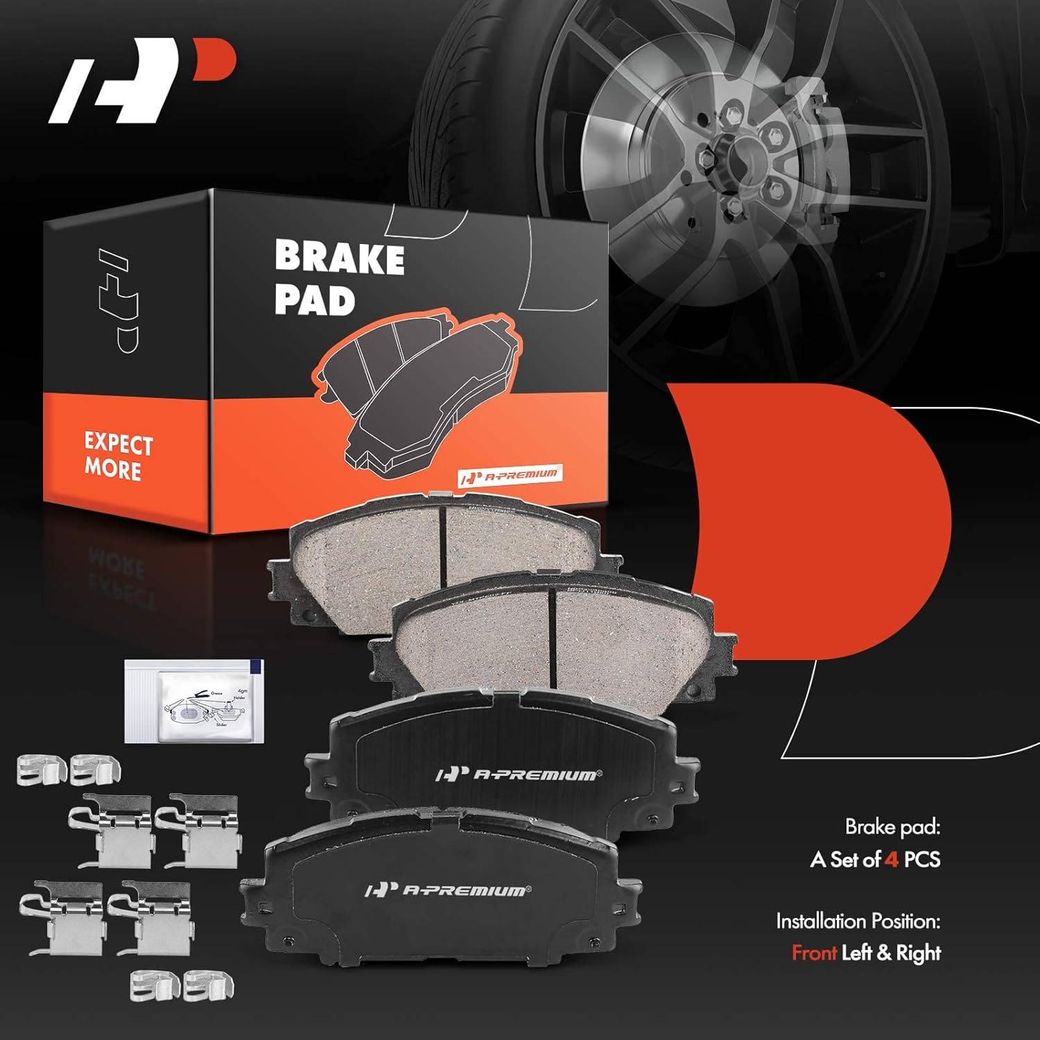 A-Premium Front Ceramic Brake Pads Set Compatible with Toyota Prius 2012 2014-2019, Yaris 2006-2018, Prius C 12-19, Prius Prime 2017, Prius Plug-In & Lexus CT200h 11-17 & Scion iQ 2013 4-Pack