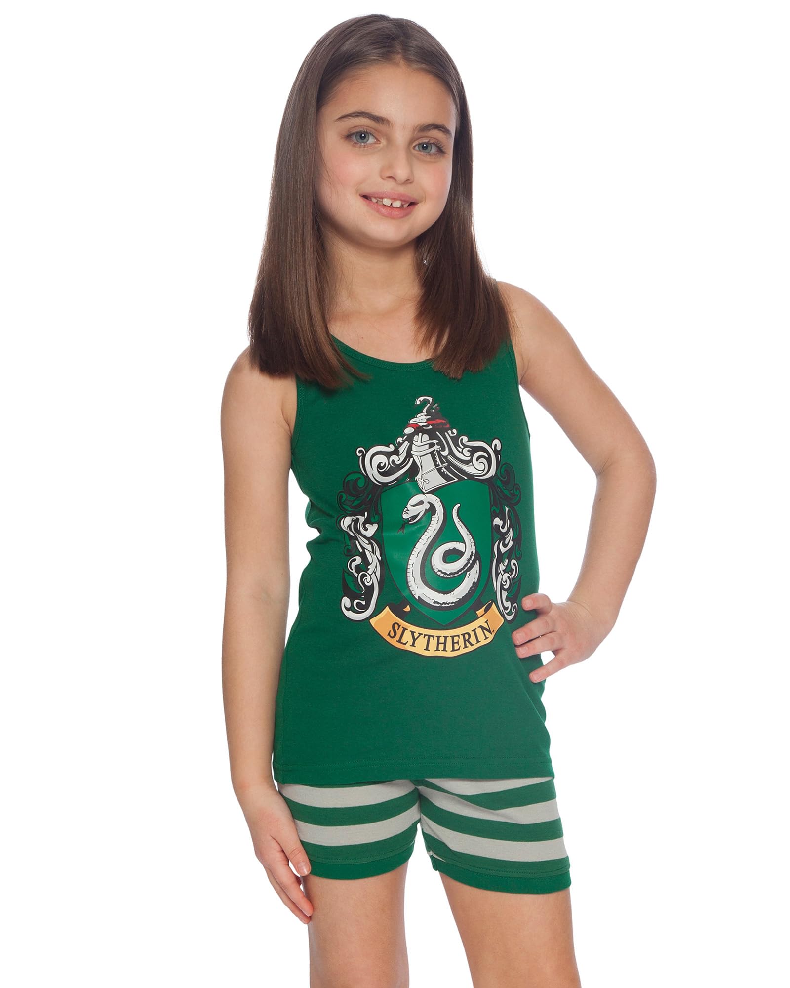 Harry Potter Conjunto de pijama corto y camiseta sin mangas con escudo de la casa Gryffindor para niñas, 2 piezas